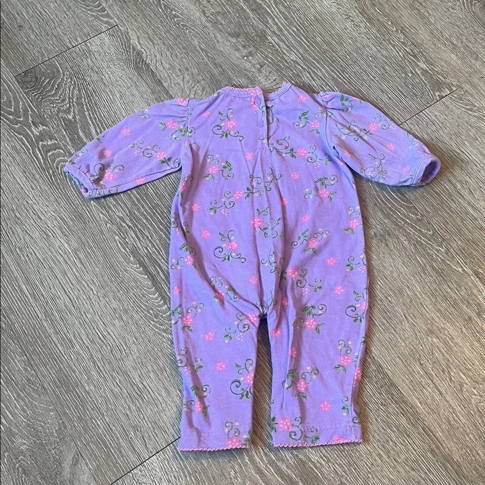 Vintage small steps 3 to 6 months Purple Floral Baby Romper long sleeve